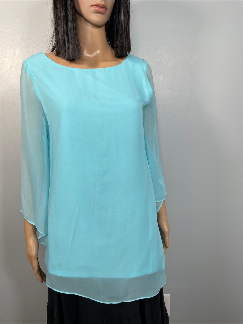 Chico's Light Aqua Sheer Overlay Tunic